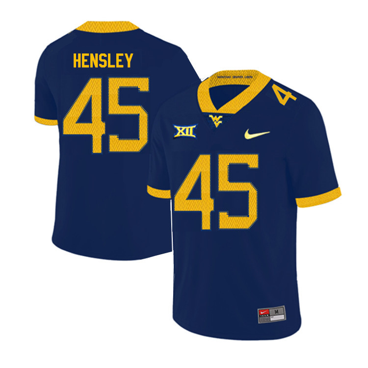 NCAA Men's Adam Hensley West Virginia Mountaineers Navy #45 Nike Stitched Football College 2019 Authentic Jersey NV23P58ZI